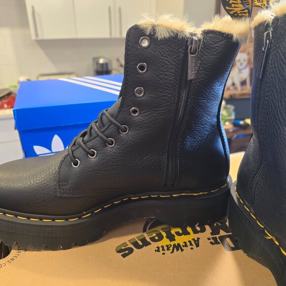 Dr. Martens Jadon Faux Fur Lined Leather Platform Combat Boots Black Mens SZ 12 - Picture 5 of 9